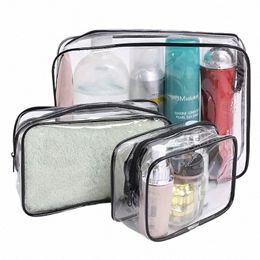 simple PVC Clear Makeup Bag Transparent Waterproof Cosmetic Storage Case Travel Make Up Organizer Pouch Bath Toiletry W Bag E0sE#