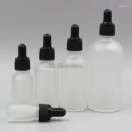 Storage Bottles 300pcs/lot 15/30/50ml White Black Frosted Glass Fine Oil Mixing Big Head Glue Dropper Bottle Repackaging Dilution Empty