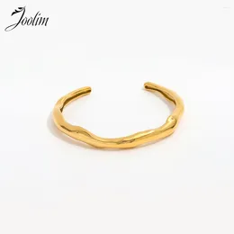 Link Bracelets Joolim Jewellery Wholesale High End PVD Waterproof Fashion Designer Delicate Waved Cuff Stainless Steel Bracelet For Women