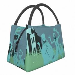 hitchiking Ghosts Insulated Lunch Tote Bag for Women Haunted Mansi Portable Thermal Cooler Food Lunch Box Work Travel O7cG#