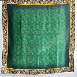 Scarves Green Satin Silk Mulberry Scarf 110cm Big Hand Rolled Bandanas Designer Shawls Women Accessories Decoration Gift