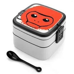 Dinnerware Monkey Double Layer Bento Box Lunch Salad Ape Orange Gorilla Primate Cheeky Funny Cute Animal