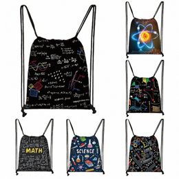 math Physics Formula Print Drawstring Bag Women Softback Backpack Science Experiment Girl Storage Bags Fort Travel Party Bookbag M1HK#