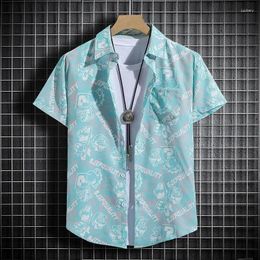 Men's Casual Shirts Stylish Hawaiian Printed Shirt Loose Fit With Short Sleeves For Men And Women - Beach Look