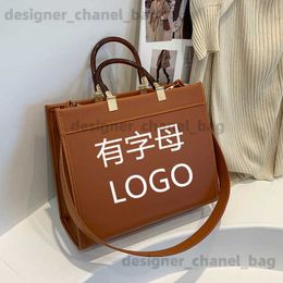 Totes F Home Printed Letter Tote Bag Womens Large Capacity Handbag Fashion Shoulder Bag Shopping Bag T240416