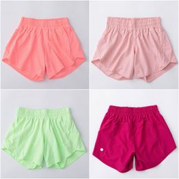 LL600 Womens Yoga Outfit Lined Shorts High Waist Shorts Exercise Short Pants Fitness Wear Girls Running Elastic Adult Pants Sportswear With Pocket