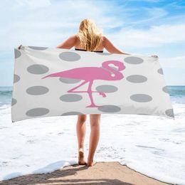 Towel Simple Flamingo Polka Dot Cartoon Spring Household Bath Microfiber Quick Dry Face Surf Print Beach