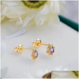 Dangle Chandelier Earrings Lamoon Stud Earring Women Accessories Natural Tanzanite Gemstone S925 Sier Gold Plated Purple Colour Jewellery Dhtj2