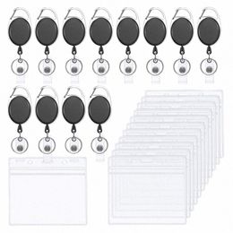 transparent Staff Work Card Holder Retractable Card Clip Badge Reel Employee's Card Cover Case Lanyard ID Name Bags 22TD#