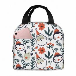 penguin and Santa Carto Christmas Lunch Bag for Men Women Kids Outdoor Picnic Work School Lunch Box Bento Insulated Gift z3ak#