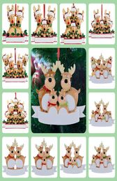 Christmas Reindeer Ornaments Xmas Trees Resin Customized DIY Name Family of 3 5 Gift Hang Decorations Pendant Home Decro6446396
