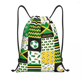 Shopping Bags Custom Jamaica Soccer Football Ball Pattern Drawstring Bag For Training Yoga Backpacks Men Women Sports Gym Sackpack