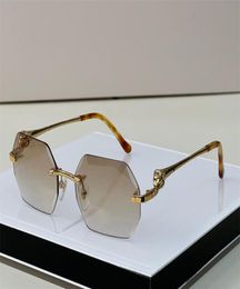 Luxury Design Sunglasses For Mens Hexagon Rimless Unisex Men Women Fashion Leopard Sunglass Metal driving glasses Designer UV400 F7431054