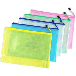 Book Cover Wholesale Mesh Zipper Pouch Document Bag Letter Size/A4 Size Zip File Folders Waterproof Plastic Envelopes For School Offic Otvlx