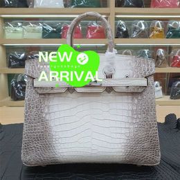 Designer Himalaya Crocodile Handbag Tote Bags White Leather Platinum Bag New European and American Fashion High-end Handbag Womens Bag Size 25 WN-TM1U