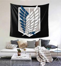 Wings Of dom AoT Attack On Titan Tapestry Curtain Eren Anime Manga AoT Wall Cloth Polyester Beach Mat Casual 2106093811399