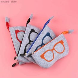 Sunglasses Cases 2023 New Unisex Zipper Eye Glasses Bag Portable Sunglasses Protector Case Felt Box Travel Home Eyeglasses Storage Pouch Y240416