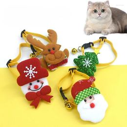 Dog Apparel 10 Packs Merry Christmas Pet Collar With Bell Snowman Santa Claus's Helper Tree Deer Decoration For Cats And Dogs Bulk Wholesale