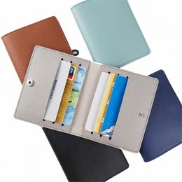 men Women PU Leather ID Card Holder Solid Color Thin Busin Bank Credit Card Box Multi Slot Slim Card Case Wallet Organizer a0mF#