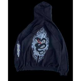 Sokak kıyafeti Y2K Hip Hop Jnco Yılan Grafik Siyah Büyük Boyu Sweatshirt Erkek Kadınlar Yeni Külkü Kapşonlu Kıyafetler