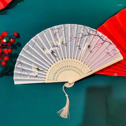 Decorative Figurines Folding Fan Chinese Style Tassel Portable Small Bamboo