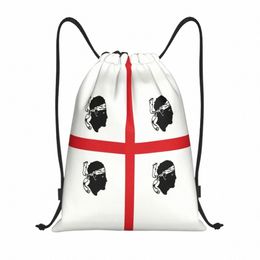 flag Of Sardinia Drawstring Backpack Sports Gym Bag for Men Women Italy Sardegna Training Sackpack 12R8#