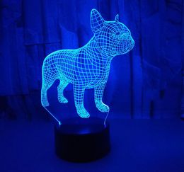 Changeable Touch Remote Control Vision lamp Colorful 3D Night Lights Atmosphere French Bulldog 3d Small Table Lamp Christmas Gift7718102