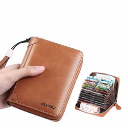 30 Card Slots Credit Card Holder Genuine Leather Wallet RFID Blocking Purse Fi Clutch Bag cardholder for men and women T2Ww#