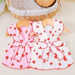 Dog Apparel Sweet Princess Style Dresses Pet Clothes Strawberry Print Puppy Skirt Cute Cat Suspender Dress Luxury Wedding