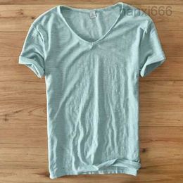 t Shirts Summer Linen Cotton Short Tshirt V-neck Tops Tee Breathable Comfortable Slim T-shirt Dropshopping