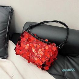 Shoulder Bags Solid Color Big Sequins Crossbody Bag INS Small Square Women Fashion Handbag Underarm Evening Clutch Female