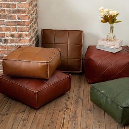 Pillow Moroccan PU Leather Style Floor Sofa Seat Ottoman Footstool Futon Artificial Unstuffed