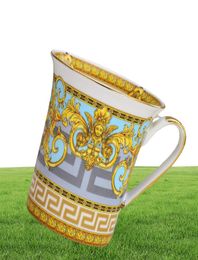 Fine Porcelain Mug for Coffee Tea Handle Painted by Real Gold Platinum Luxury Designer Mugs Gifts3213679