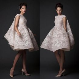 Sleeveless Kneelength Prom Dresses Krikor Jabotian Fashion High Neck Sequin Lace Applique Short Organza Bridal Gowns Custom Made 5492648