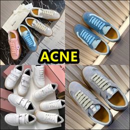 Acne designer Velcro Smiling Women's beach travel White pink blue Shoes Flat Bottom Shoes Thick Sole Leather Sports Casual Shoes GAI free shipping size 35-40