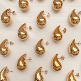 Stud Earrings MIX Vintage Gold Color Plated Chunky Dome Drop For Women Glossy Waterproof Thick Teardrop Earring Jewelry Wholesale