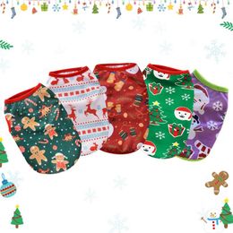 Dog Apparel 5styles Christmas Clothes Cotton Pet Clothing Hoodies For Small Dogs Cats Vest Shirt Puppy Costume Chihuahua Outfit Gift
