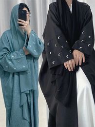 Ethnic Clothing Ramadan Eid Linen Moon Kebaya Dubai Kimono Khimar Abaya Set Kaftan Muslim Islam Abayas For Women Robe Femme Musulmane Caftan