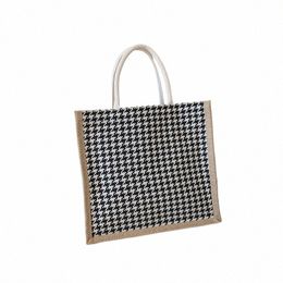 new Bags for Women Casual Tote Simple Canvas Handbags Houndstooth Shoulder Bags Female Fi Shop Bag Large Capacity Totes z7N3#
