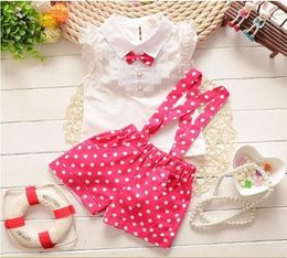 summer baby girls newyear Christmas outfit clothing sets chiffon plaid tshirt overalls pant baby girls clothes set5417067