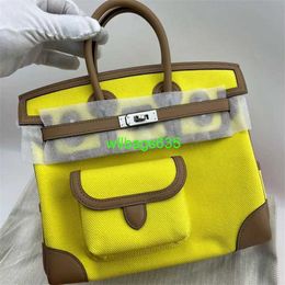 Cargo Totes Bk Cloth Handbag Cargo Platinum Handheld Womens Bag Canvas Panel Swift Cowhide Large Capacity Gold and Silver Buckle Versatile Ne have logo HB4Z89