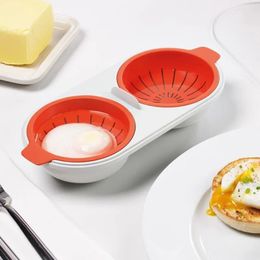 New Creative Egg Poacher Food Grade Pans Double Cup Egg Boiler Steam Microwave Oven Set Kitchen Cooking Tools