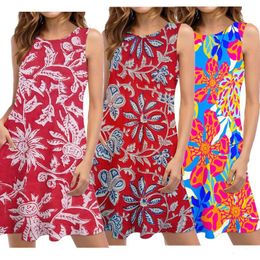 Customer Summer Loose Casual Women Floral Strap Dress Midi Digital Printing