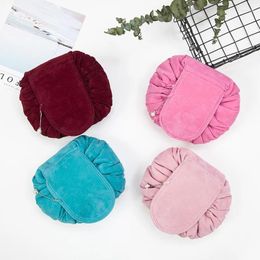 Storage Bags Travel Drawstring Makeup Bag Lady Flannelette Women Cosmetic Organizer Lazy Make Up Case Pouch Toiletry Beauty Kit