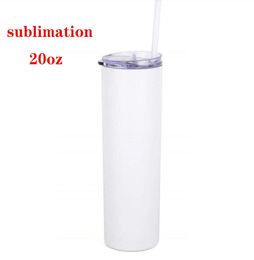 DHL sublimation skinny tumbler 20oz stainless steel slim tumbler thin tall beautiful travel mug gift DIY custom2563602