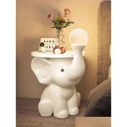 Decorative Objects & Figurines Home Decor Scpture Elephant Statue Bedside Table Small Light Storage Rack Room Creative Coffee Tables H Dh8Il