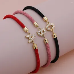 Link Bracelets Fashion Versatile 26 English Small Letter Red Pink Black Handmade Adjustable Rope Chain Men Women Party Banquet Jewellery
