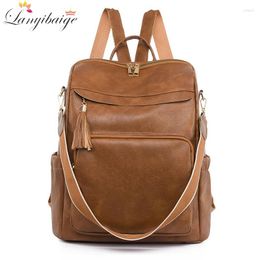 School Bags Brand Women's Fashion Backpack Trend Design High Quality PU Material Large Capacity Classic Vintage Bag Shoulder 2024