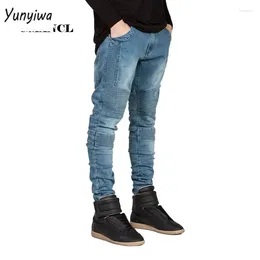 Men's Jeans Streetwear Men Skinny Biker Homme Fashion Motorcycle Moto Hip Hop Denim Pants Joggers Runway Slim Elastic