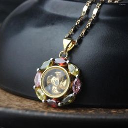 Pendant Necklaces Aesthetic Windmill Necklace Vintage Lucky Cubic Zirconia Decor Jewellery Alloy Rotatable Auspicious Bracelet